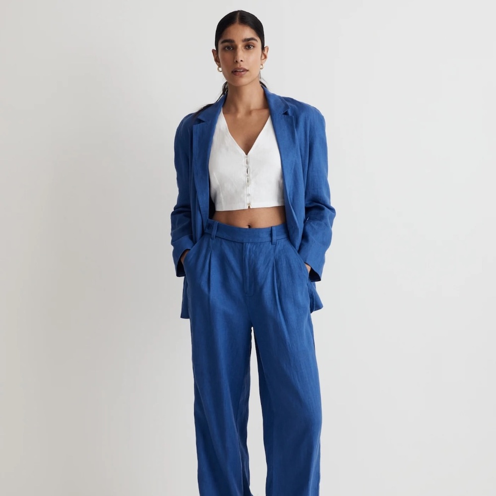 Madewell Double-Breasted Crossover Blazer in 100% Linen